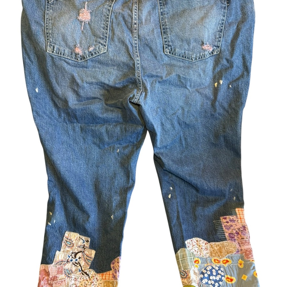 Pilcro Anthropology Blue Jeans with Colorful Patchwork - Picture 6 of 9